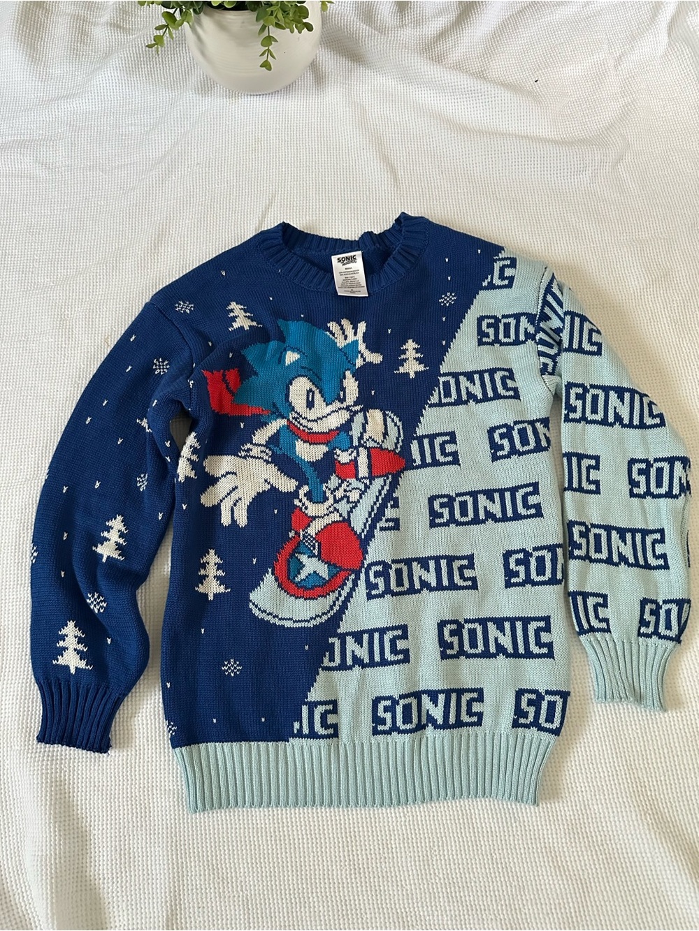 Blue Sonic Graphic Crewneck Sweater